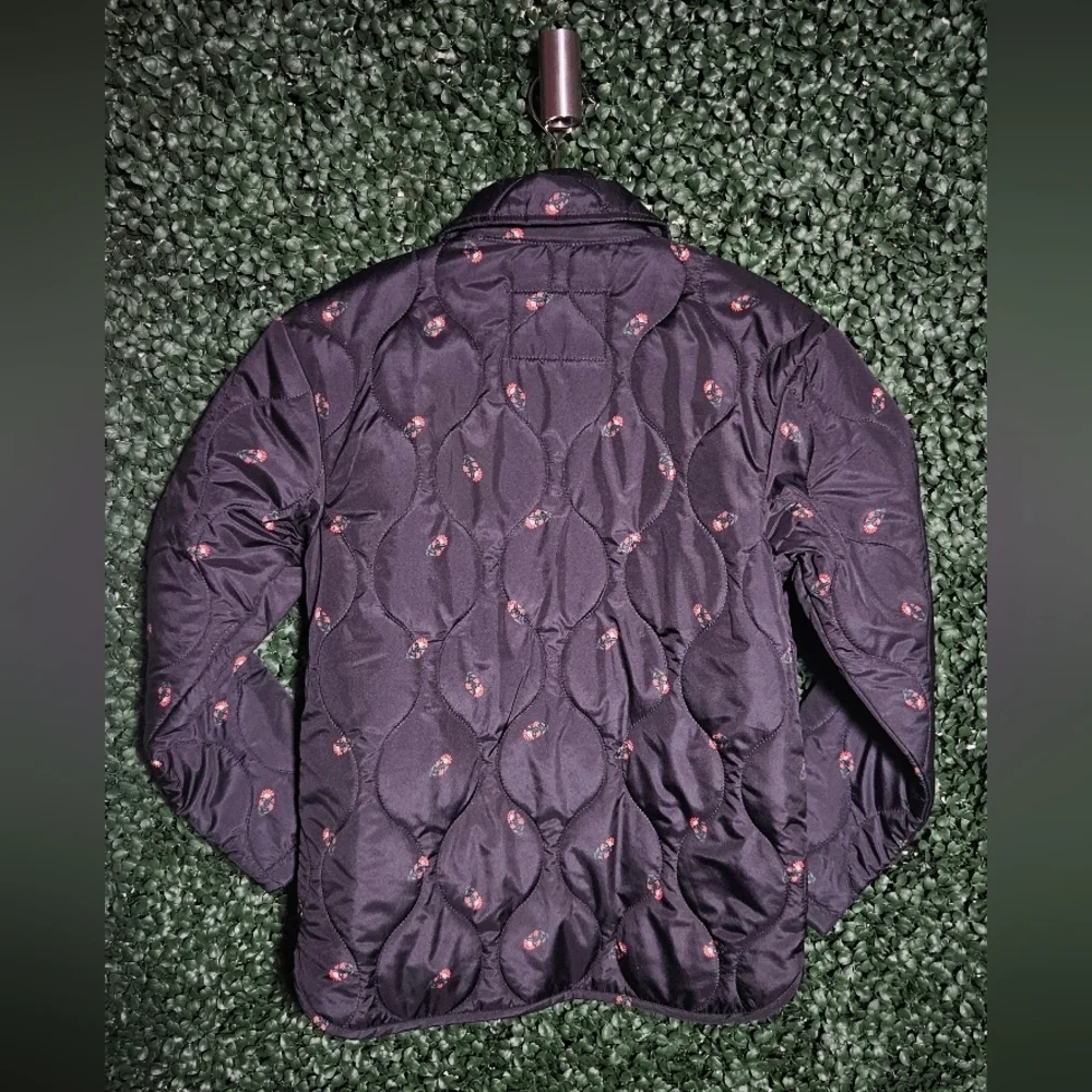 Old Navy Black Quilted Jacket with Red Details